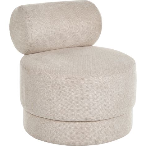 Sillón base giratoria de tela repelente al agua sala de estar beige claro Karvia (1/5)