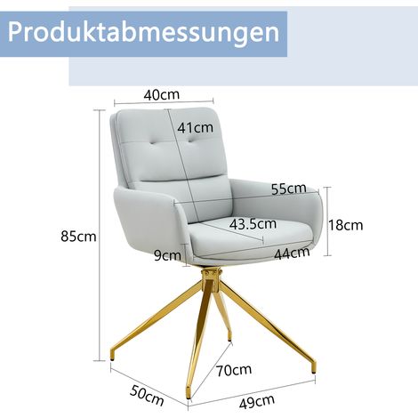 Silla de oficina, giratoria, 55 x 50 x 85 cm, oro y gris claro (1/5)