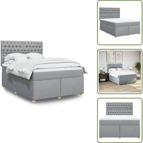 Sommier à lattes de lit avec matelas Gris clair 160x200cm Tissu - Sommier À Lattes De Lit - Sommiers À Lattes De Lit - Lit - Meuble De Chambre À Coucher (1/5)