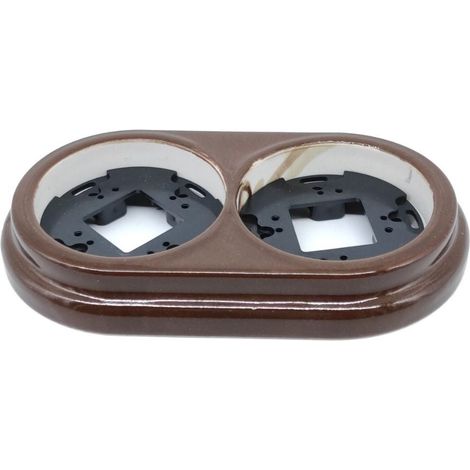 Cadre en porcelaine marron double surface