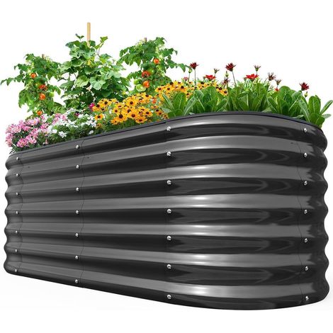 Hochbeet Metall 240x120x45cm Gemüsebeet Grau 240 x 120 x 45 cm (1/5)