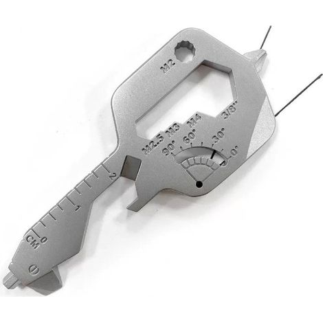 Outil multi‑usages pour soudeur, jauge de mesure tout‑en‑un, angles de biseau, filetages M2‑M4, diamètre de fil, règle graduée (1/5)