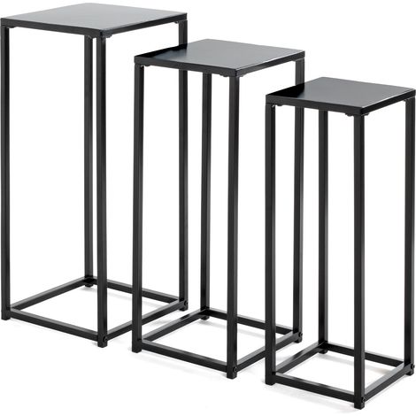 Lot de 3 sellettes carrées 22, 26 et 30 cm en métal noir - MACEIO (1/5)