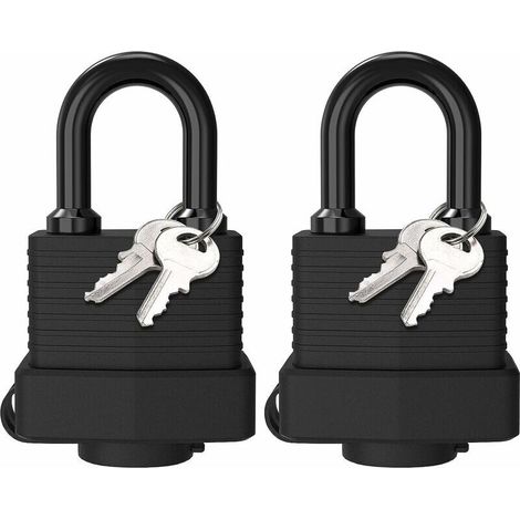 royaluxe -Cadenas étanche, [2 Pièces] Cadenas à Clé avec Protection Thermoplastique, Cadenas Lourd en Acier Laminé Extéri Résistant aux Intempéries, 4 Clé, pour Casier/Gym/école/Garage/Clôture