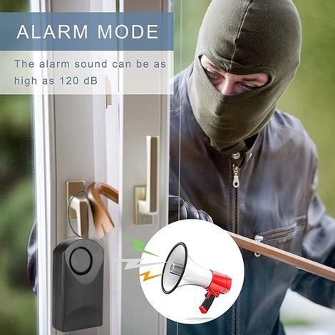 Allarme maniglia porta Allarmi per sicurezza domestica Pulsante sensore ciondolo sensi，120 dB antifurto contro la sicurezza dei bambini nero，nero (1/5)