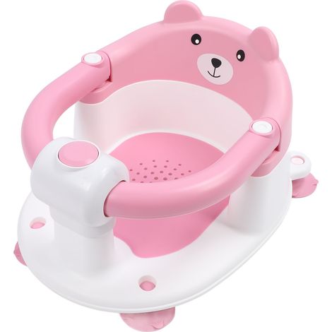 Chaise haute antidérapante pour bébé, siège de bain/siège de douche pour nouveau-né, rose (1/5)