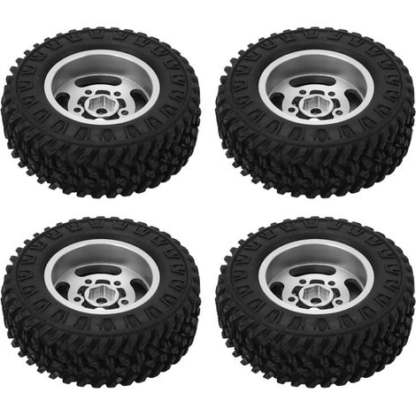 Lot de 4 pneus en caoutchouc de 55 mm avec contrepoids en laiton pour voiture RC AXIAL SCX24 1/24 (pièces détachées argentées) (1/5)