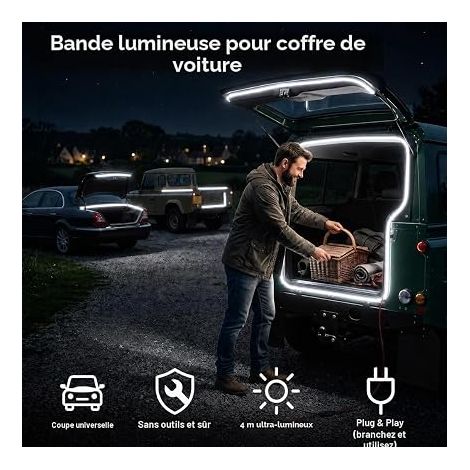 Bande Lumineuse LED Voiture de Coffre Éclairage Intérieur Voiture Détection Automatique Ouverture Fermeture Silicone Étanche Éclairage D Ambiance Flexible Universel pour SUV Fourgonnettes (1/4)