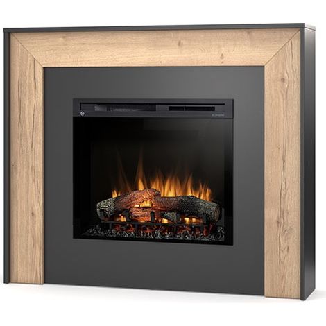 Camino Elettrico Riscaldante Da Pavimento Autoportante a LED - 28" - 130,2 x 110 x 27,5 - Nero / Rovere chiaro - ZUNI (1/5)