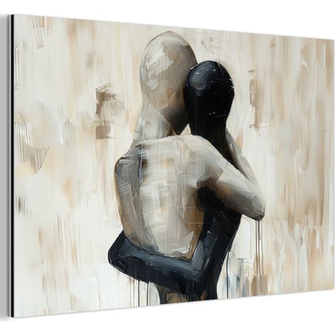 TABLEAU EN MÉTAL Abstrait - Amour - Noir et blanc - Moderne Tableau Décoration Murale 60x40 (1/5)