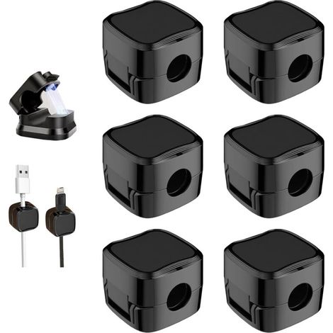Kabelclips, magnetische Ladekabelhalterung, Kabelmanager mit starker Klebefläche, Kabelorganizer, Kabelaufbewahrung für Schreibtisch, Nachttisch, HDMI, Schwarz (1/4)