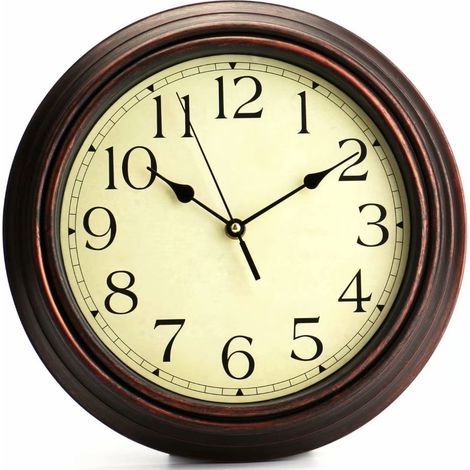 Reloj de pared decorativo de cuarzo clásico redondo retro de 12 pulgadas, silencioso. (1/5)