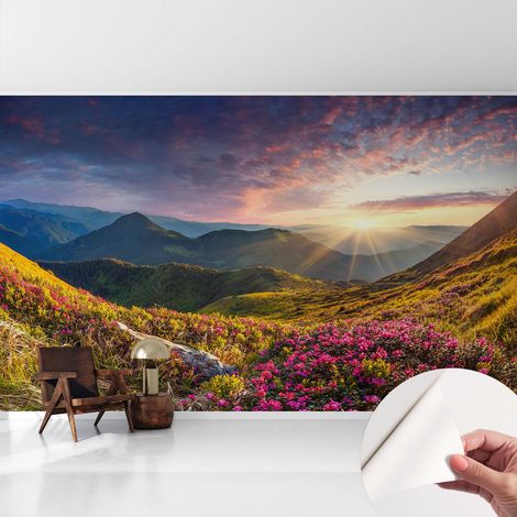 Carta da parati adesiva - fotomurale - facile da applicare - per la soggiorno - camera da letto - Panorama di montagna 416x254 cm (1/5)