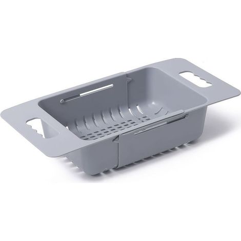 Colador de cocina extensible, colador plegable, colador ajustable para frutas y verduras para usar sobre el fregadero en la cocina, paquete de 1 (gris) (1/5)