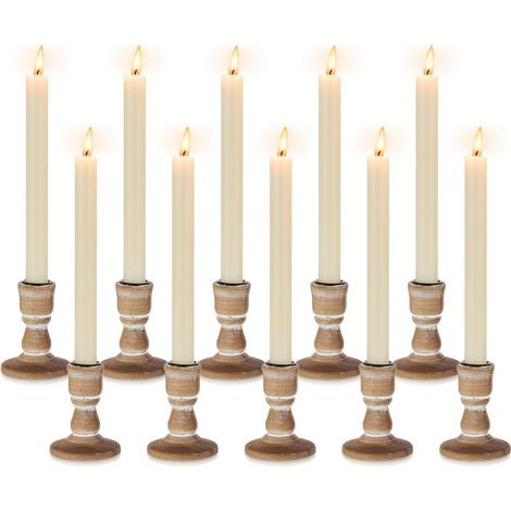 10 Porte-bougie, Bois massif, Finition naturelle, Coupe métal, Décoration mariage