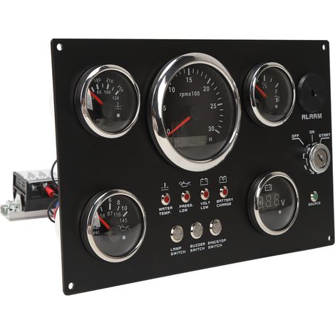Ensemble de 5 jauges pour tableau de bord : LED rouge 12/24 V, tachymètre 85 mm, jauge de carburant, jauge de température d'eau, jauge de pression d'huile, voltmètre. (1/5)