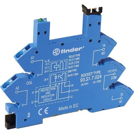 Finder Fassung m.Zugfederklemme 12VDC blau 93.51.7.024