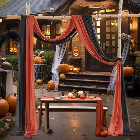Voile Fantôme - Rideau Décoratif Transparent pour Halloween - 70 x 550 cm - 2 Pièces (1/5)