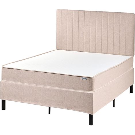 Letto matrimoniale con testiera Materasso a molle insacchettate 120 x 200 cm Beige Countess