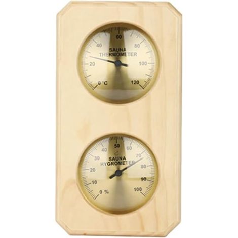 Thermomètre de Sauna 2 en 1, Hygrothermographe de Sauna en Bois, Thermomètre et Hygromètre Celsius D'Intérieur pour Hôtel ou Salle de Sauna, et Facile à Utiliser (1/5)