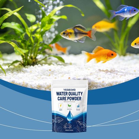 Poudre de purification d'eau pour aquariums, bassins extérieurs et fontaines, laissant l'eau claire et limpide pour l'entretien quotidien – 100 g (1/5)