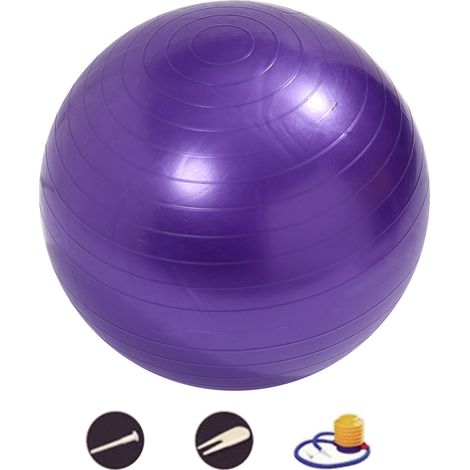 Ballon d'exercice/ballon d'équilibre avec pompe pour yoga, pilates, étirements, fitness, entraînement à domicile - violet