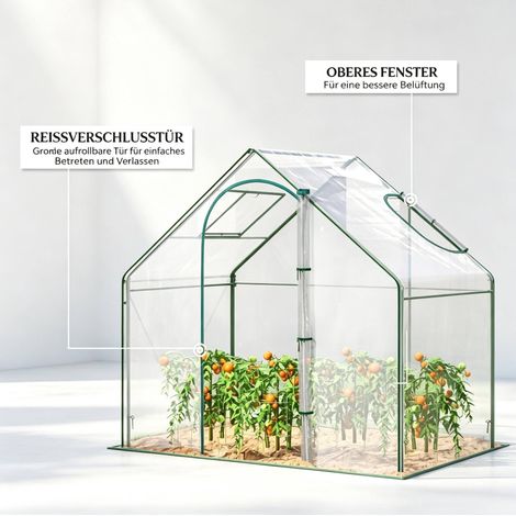 Invernadero de jardín compacto 180x100x168 cm de PVC y acero verde, ahorro de espacio - MEUBLIV (1/5)
