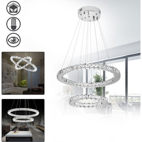 Suspension 48W Lustre de Cristal LED Suspension LED Luminaire de Salle à manger Eclairage de plafond Blanc froid HENGMEI-DOU