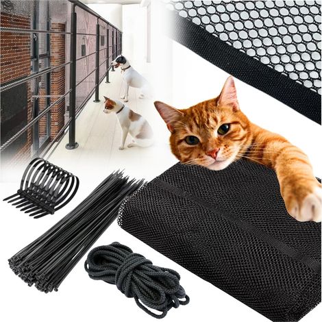 Rete di sicurezza per scale da balcone, ringhiere per bambini, per cani e gatti, 300 cm, nera (1/5)