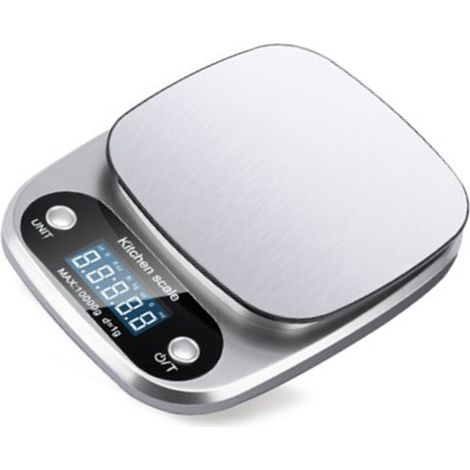 Balance de cuisine électronique précise, petite balance alimentaire numérique argentée pour pâtisserie et desserts faits maison.