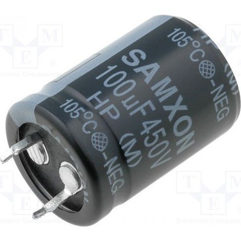 Condensatore elettrolitico 100uf 450vdc Dimensioni 22x30mm 2pin Snap 100mf450v/105