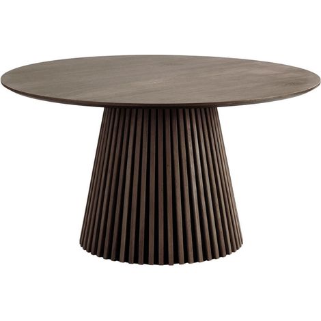 Table repas ronde Ø140cm Pied Central Relief MDF Placage Chêne fumé - DUBLIN (1/5)