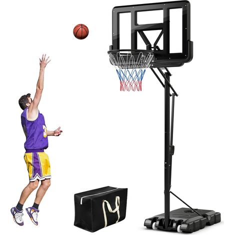 COSTWAY Canasta Baloncesto, Altura Ajustable 245cm-305cm, Aro de Baloncesto Portátil con Ruedas, Base Rellenable, Interior y Exterior