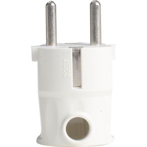 Spina Elettrica Schuko 16A Standard Tedesca Salvaspazio con Uscita Cavo a Laterale 90 Gradi Bianco (1/4)