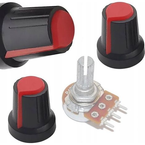 Bouton Potentiomètre - Ø6 mm - 15x17 mm - Rouge - Pour Amplificateurs Mixeurs DIY - 2 Pièces (1/5)
