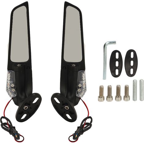 Rétroviseurs moto réglables 1 paire, rétroviseurs latéraux avec feu LED pour NINJA 250 300 400 650 H2 H4 (1/5)