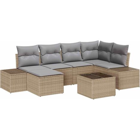 Maison Exclusive - Garten-Sofa-Set mit Kissen 6 pcs Beige und Hel
