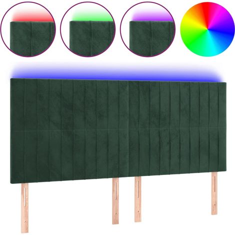 Tête de lit,Panneau décoratif à LED Vert foncé 200x5x118/128 cm Velours CFW4721723 (1/5)