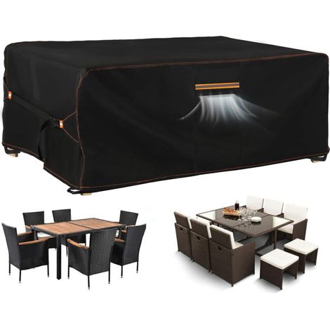 Gartenmöbel-Schutzhülle mit Belüftung, 420D Oxford-Gewebe, Schutzhülle für Stühle und Möbel, wasserdicht, winddicht, UV-beständig, 180 x 120 x 74 cm