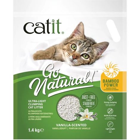 Catit Go Natural  Litière agglomérante ultra-légère en bambou pour chats