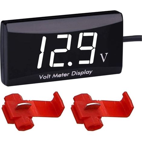 1 voltmètre numérique étanche DC 12 V LED affichage pour voiture et moto voltmètre manomètre avec pinces métalliques (1/4)