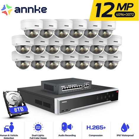 ANNKE 12MP Überwachungskamera Set Aussen,32 Kanäle NVR mit 20 POE IP Kameras,Bewegungserkennung,Nachtsicht,App/PC Fernbedienung,8TB HDD (1/5)