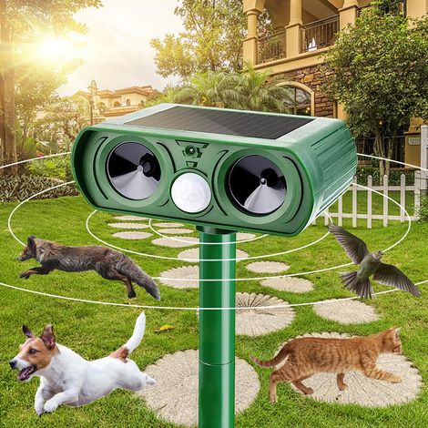Katzenschreck Ultraschall, Katzenabwehr Solar Ultraschall Tiervertreiber, Katzenschreck für Garten, Abwehr Wasserdicht mit Bewegungsmelder, Katzenabwehr Garten, Abwehrmittel für Haustiere, Grün (1/5)