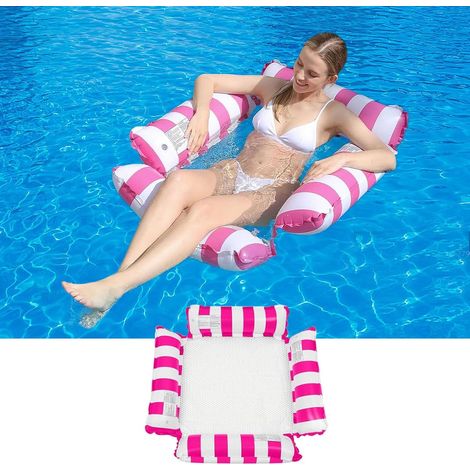 Hamac Gonflable Piscine,Bow-Noeud Hamac Gonflable,Matelas Gonflable Flottant,Pliable Hamac d'eau,Hamac d'eau 4 en 1,Cadeaux d'été pour Adultes et Enfants (Rose) (1/5)