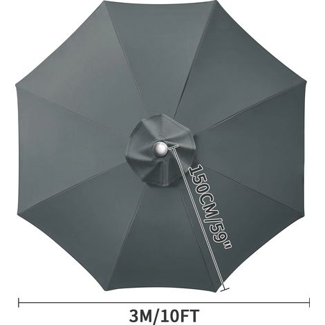 (Gris, 8 nervures, 3M) Tissu de rechange pour auvent d'ombrage, imperméable, résistant aux intempéries et aux UV. (1/5)