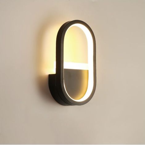 Modern Indoor Wall Light in Iron and Soft Silicone, 16W 900LM 220V, for Living Room/Bedroom/Hallway/Balcony - Black (1/4)