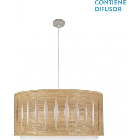 Alexandra Suspension 3xe27 Nickel/Bois Clair Regx60x60 cm