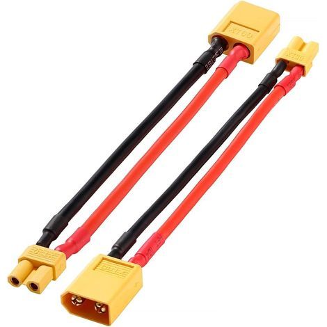 2 Pièces Adaptateurs XT-60 Mâle vers Femelle XT-30, Adaptateur de Connecteur Mâle Prise XT60 à Connecteur Femelle Fiche XT30, avec 10cm 14AWG Câble en Silicone, pour Batterie LiPo RC (1/5)