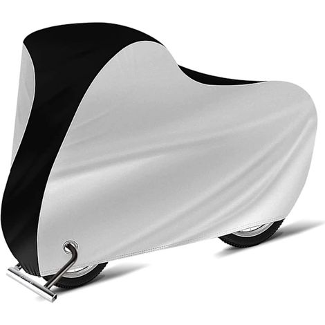 Housse de vélo imperméable en Oxford 210D avec protection UV, coupe-vent et œillet de verrouillage, pour VTT, vélos de route et vélos électriques, argent et noir, 190 x 65 x 98 cm