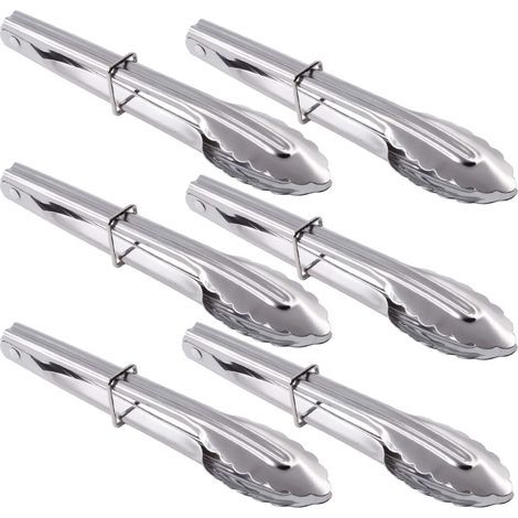 Speisezangen – Edelstahl – 17,8 cm – Für Vorspeisen, Desserts, Salate, Grillgerichte – 6er-Set (1/5)